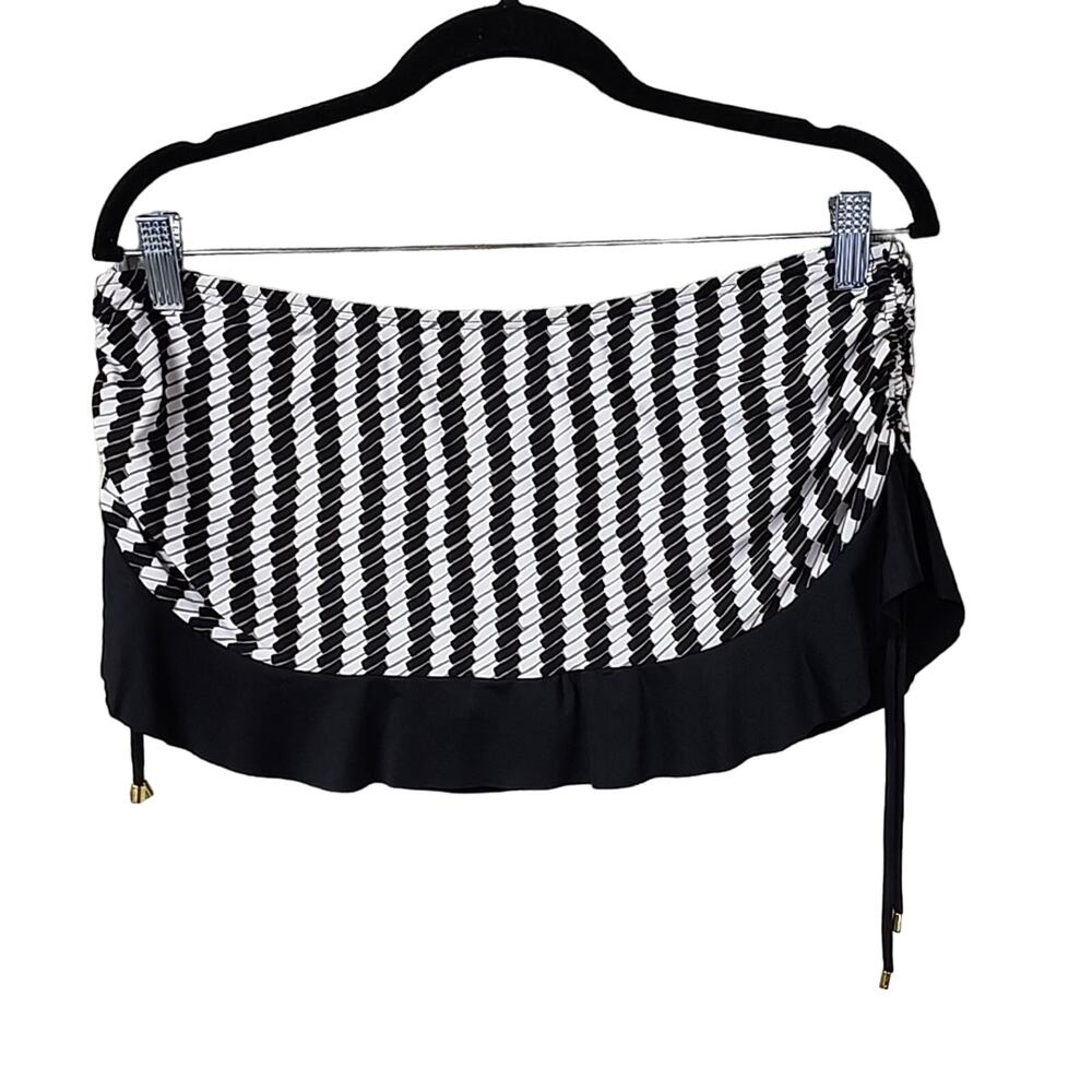 Swim System Collection 'Jenga' Swim Skirt, Black/Gold/White Striped, Large, NWT